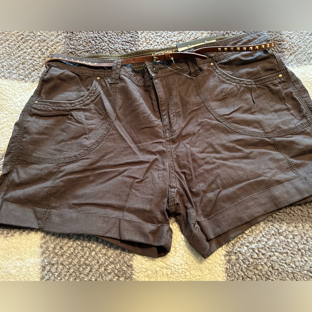 Brown linen shorts